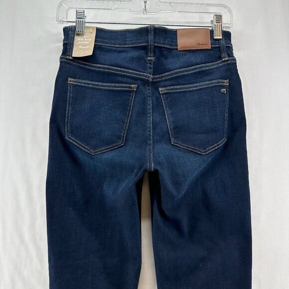 Madewell Jeans Womens Size 26T 9" Mid-Rise Skinny Dark Washed Stretch Denim Blue - Picture 5 of 12